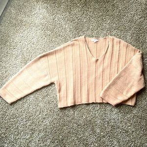 Cropped Rose Pink V-Neck Sweater